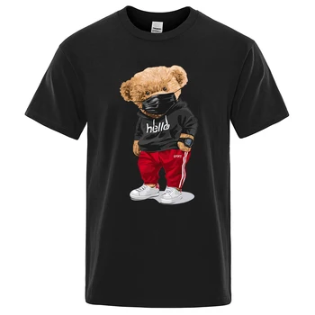 Спортна маска, тениска с къс ръкав и принтом мечка, мъжки годишна ежедневна тениска голям размер, мъжка риза camisetas