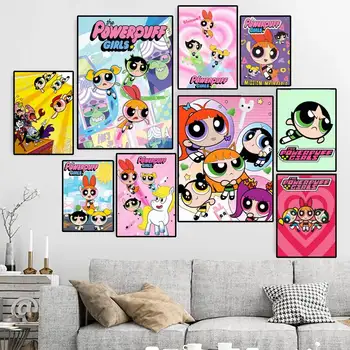 The-P-Powerpuffs плакат с анимационни герои за Момичета Платно HD Печат Персонални стенни картини По Поръчка