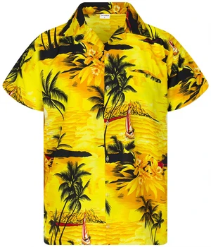 Мъжки Летни Ризи с 3D Принтом за почивка на Хавай, Мъжки, Дамски Ежедневни ризи с къс ръкав и Ревера, Елегантни мъжки Ежедневни ризи, Дрехи
