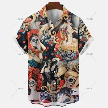 2023 Лятна Нова Мъжки Хавайска Риза Tessffel Samurai, Ризи с 3D Принтом За Мъже, Модни Ежедневни Ризи Оверсайз В стил Харадзюку