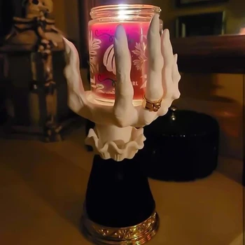 Ръчно свещник Вещица за Хелоуин, Свещник от смола, Готическия Декорация, Свещник за Вещици, Поставка за ръце, Златно Празнична украса