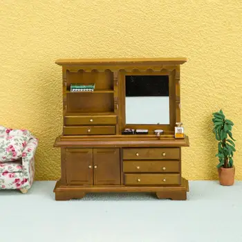 1/12 куклена къща дървена малък скрин за спалня маса кутия за съхранение модел на гардероба си САМ 