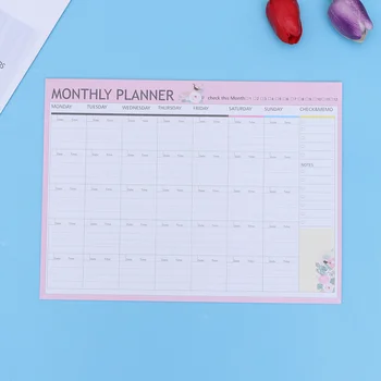 20 листа месечен календар плановик, организатор на дневен ред организатор график на лаптоп(розов, зелен, свързващ основата на хартия
