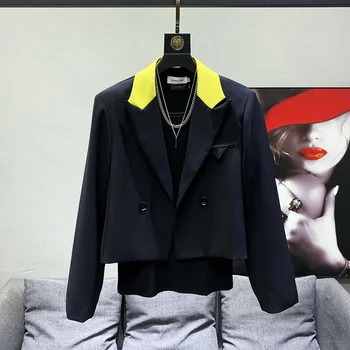 2023 Модерен Цветен контрастен Кратък Яке Модерен Висококачествен Мъжки дизайн Красива корейска палто Безплатна доставка 21F1058