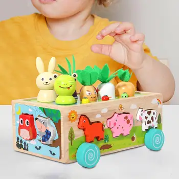 Пъзел Игра за събиране на реколтата от моркови Играчки Монтесори в дървена форма, играчки-взискателни за деца 3, 4, 5 години, Празничен подарък за децата от детската градина