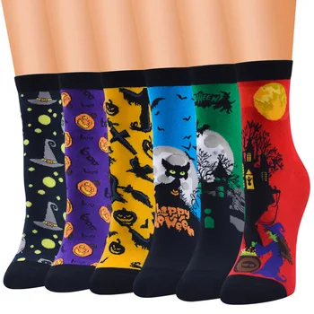 6 Стилове Унисекс Чорапи с Анимационни Совой на Хелоуин За жени И мъже, на Новост, Памучни творчески чорапи за Парти на Хелоуин, подаръци за двойки