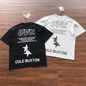 Свободна Тениска с джоб Cole Buxton За мъже И жени, Градинска облекло, тениски ЦБ с лого и слоган, Черно-бял топ