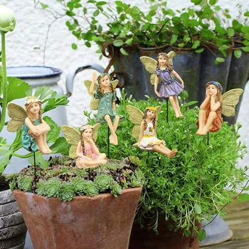 Приказна градина - 6 бр., миниатюрни фигурки на феи, аксесоари за работа на открито декор