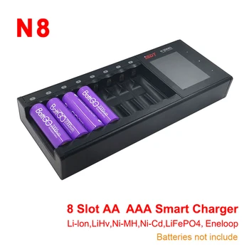 Универсално зарядно устройство за литиево-йонни батерии AA AAA с LCD дисплей ISDT N8, 8 слота, бързо зарядно устройство