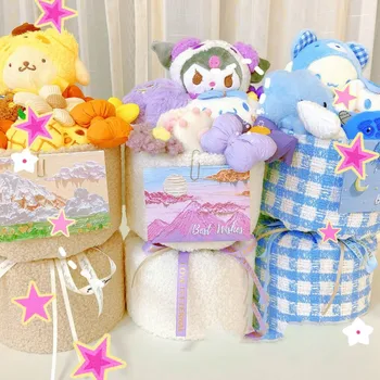 Кукла Sanrio Плюшено Букет Kawaii Cinnamoroll Плюшено Цветен букет My Melody Kuromi Pom Pom Purin Сладък Букет