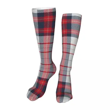 Червено, черно, бяло каре чорапи до глезена, Унисекс Чорапи до средата на прасците, дебели меки възли на ежедневните чорапи