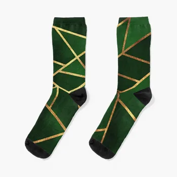 Чорапи с геометричен модел от зелено злато и камък, Коледа подарък за Свети Валентин за момче, забавни подаръци, забавни чорапи