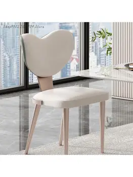 Дизайнерски ресторант за хранене на стол, лесен Луксозен Висококачествен Ins Wind Chair, Модерен лесен домакински Италиански Кожен стол за хранене