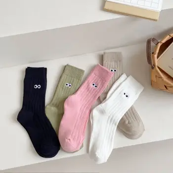 Чорапи с бродерия под формата на очите със средна тръба, Творчески памучни чорапи Harajuku Ярки Цветове, японска Градинска Облекло